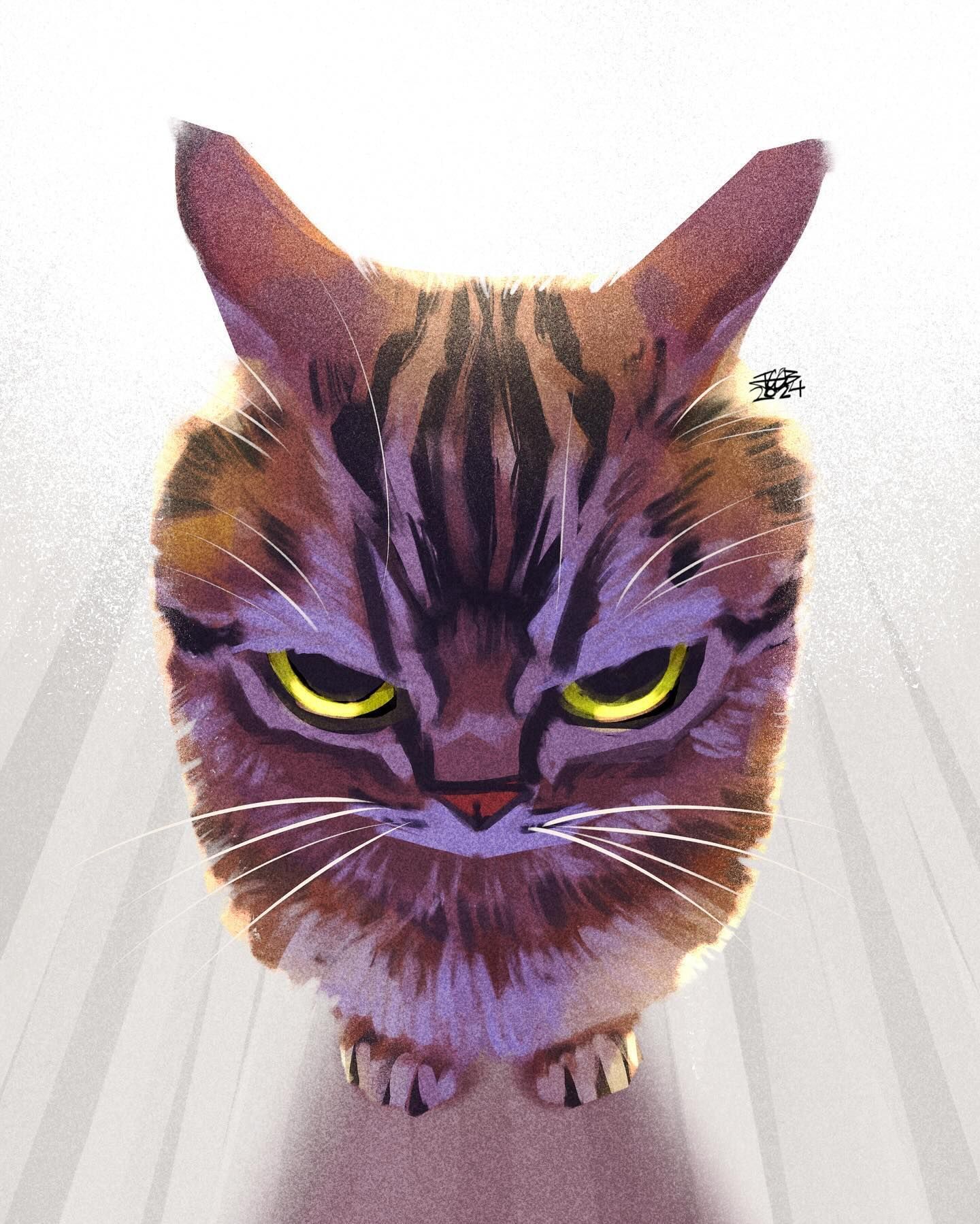 Two Cats Illustration Art