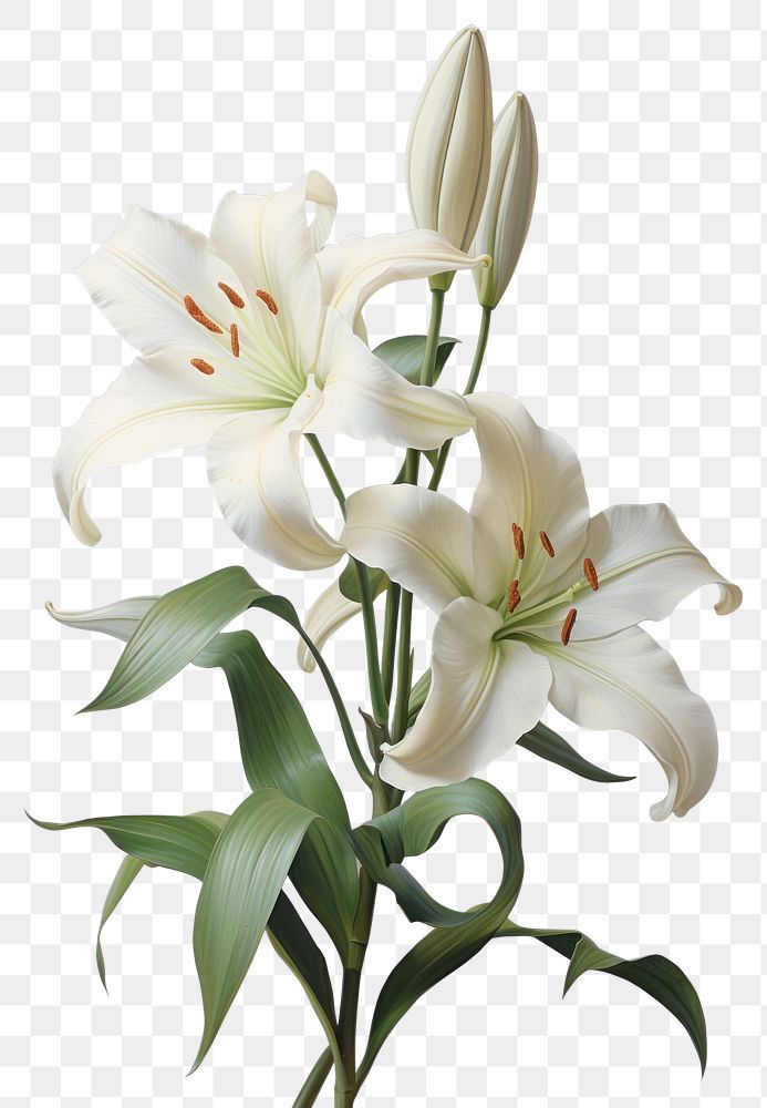High-Quality PNG of Delicate Pale Lily Blossom Close-Up by Jubjang