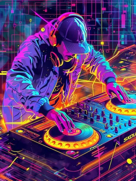 Cyberpunk dj illustration | AI-generated image