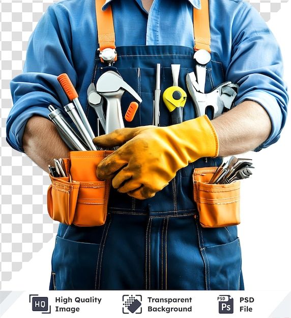 Download premium image of Worker Holding Tools On Transparent Background