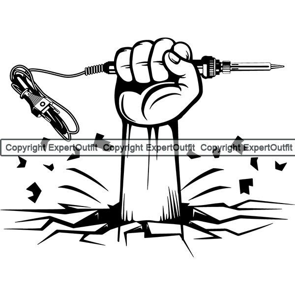 Hand Break Floor Wall Holding Electronic Soldering Iron Tool Cell Phone Repair Fix Emblem Logo .PNG .SVG Clipart Vector Cricut Cut Cutting
