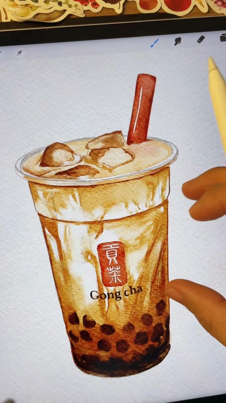 Watercolor Boba by Naomi Arts
