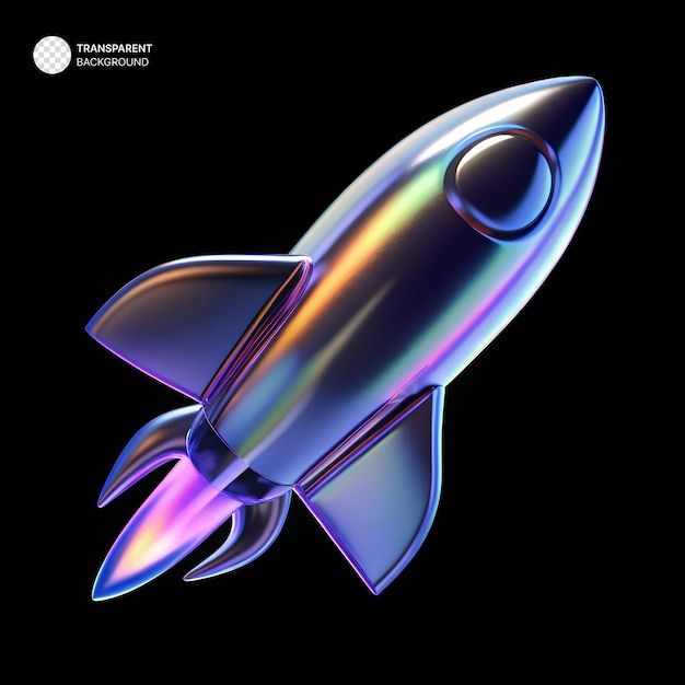 3D Dispersion Glass Shape rocket