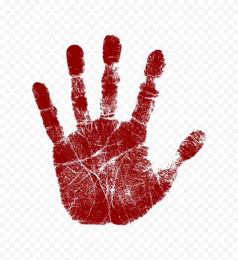 HD Dark Red Real Hand Print PNG