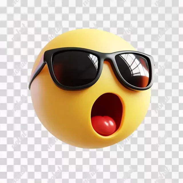 Free: PNG Yellow ball emoji with sunglasses and tongue, minimalist 3D style.