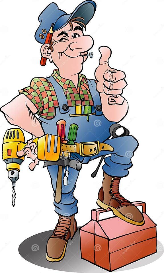 Vector Cartoon Illustration of a Handyman Stock Vector – Illustration of people, craft: 60815087