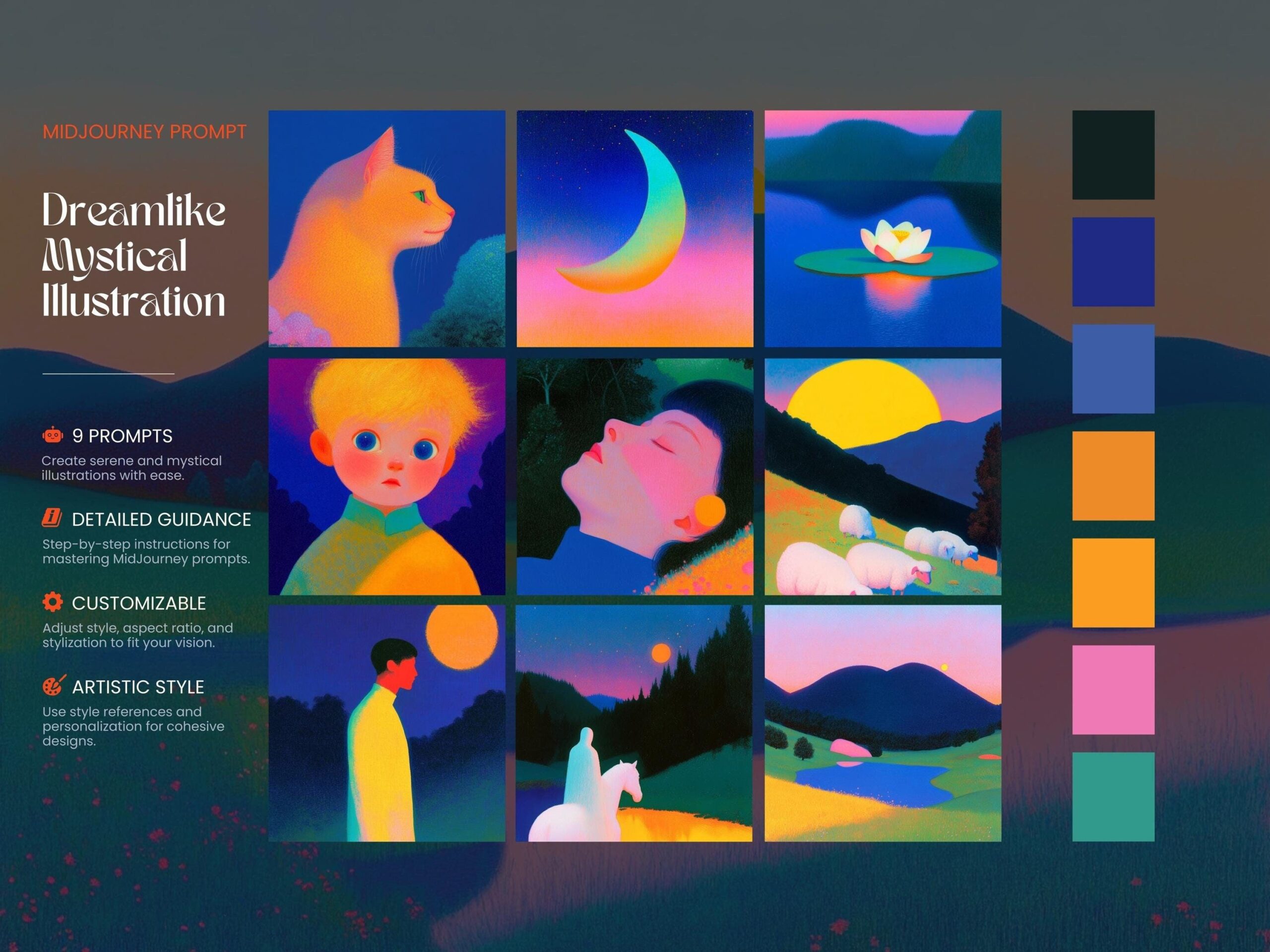 Invites d’illustrations mystiques oniriques – Guide détaillé des invites de l’IA à mi-parcours pour une création artistique éthérée et sereine
