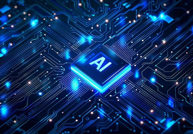 Photo of ai technology microchip design background artificial intelligence background concept | Premium AI-generated image