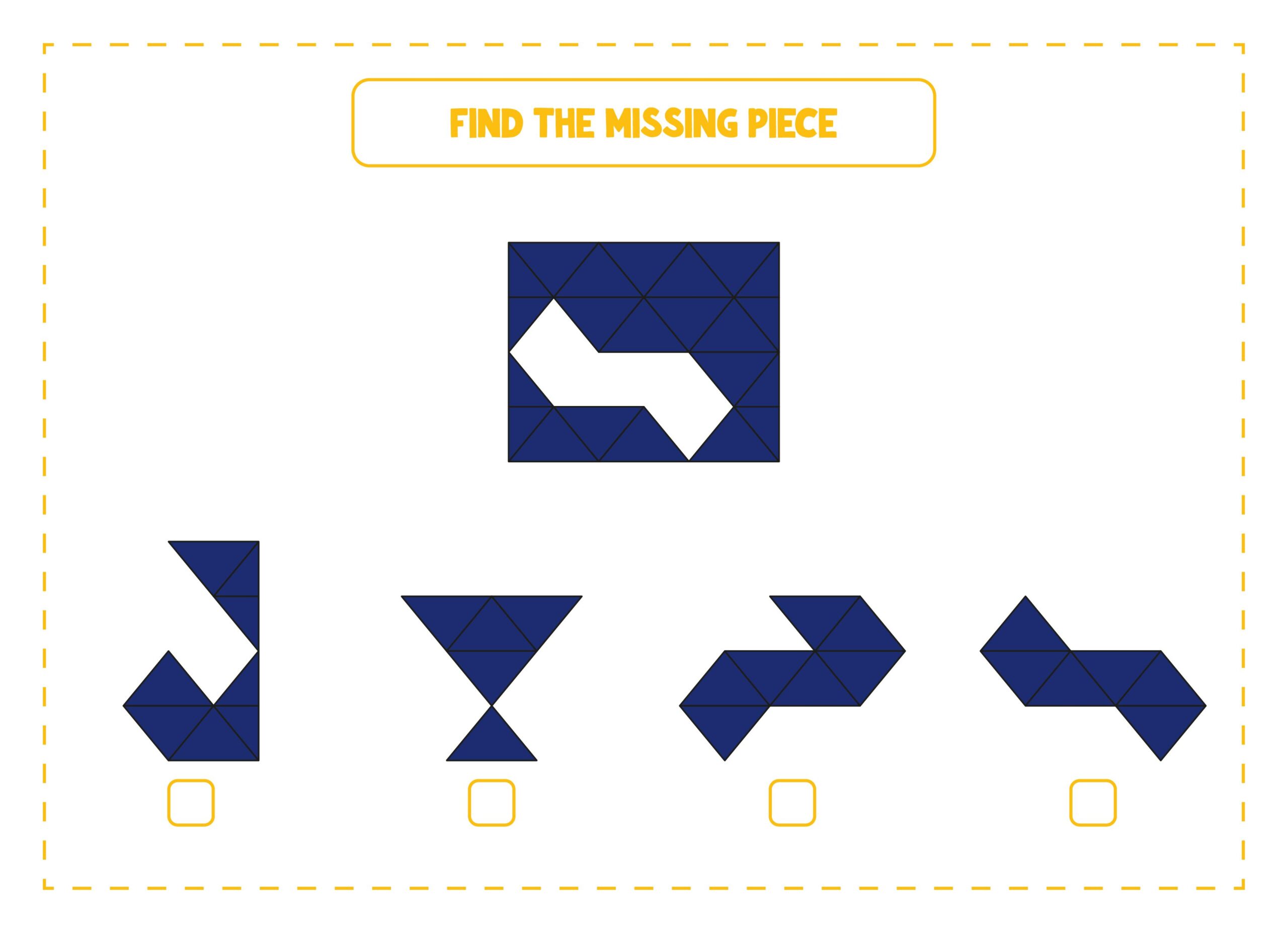 Find Missing Piece Game. Printable Worksheet, Kindergarten, Workbook, Education, Preschool
