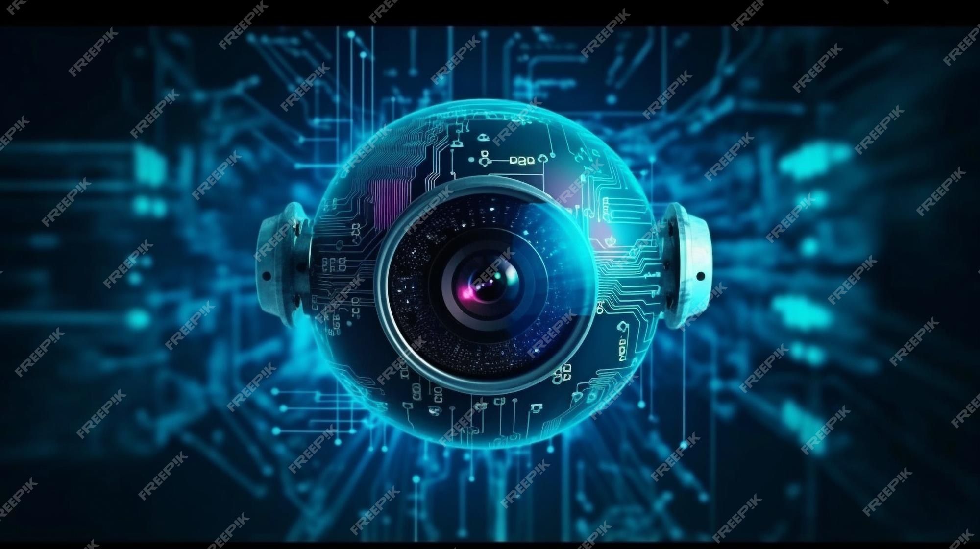 Generative ai and lock icon digital remix in cctv security technology | Premium AI-generated image