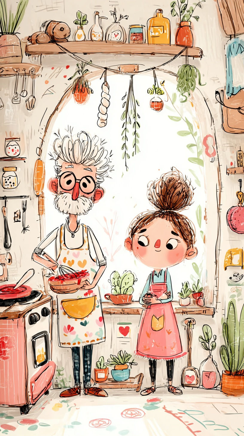 Husband and Wife Cooking in Kitchen, AI Art Free Prompt