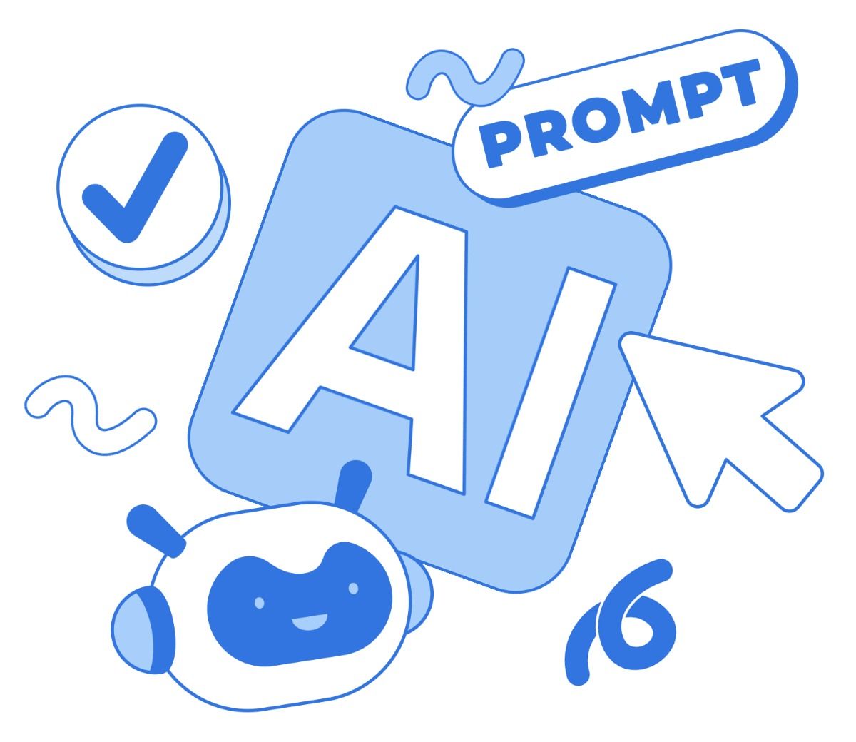 Lettering AI with prompt sign and chatbot