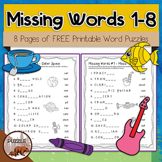 Missing Words 1-8 Free Puzzles