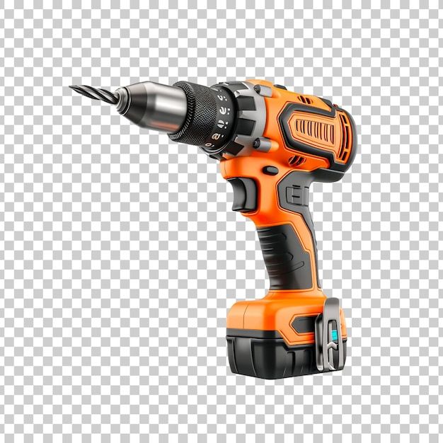 Professional construction electric drill isolated on a transparent background | Premium AI-generated PSD