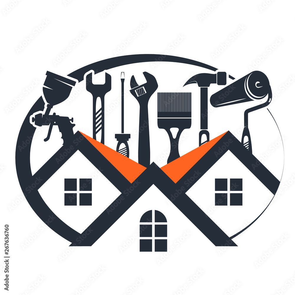 Vector de Stock Repair and maintenance of home construction with the tool | Adobe Stock