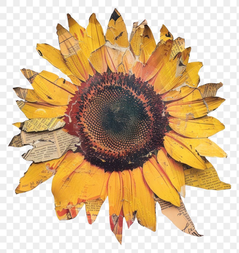 Download premium png of PNG Sunflower shape collage cutouts plant white background inflorescenc