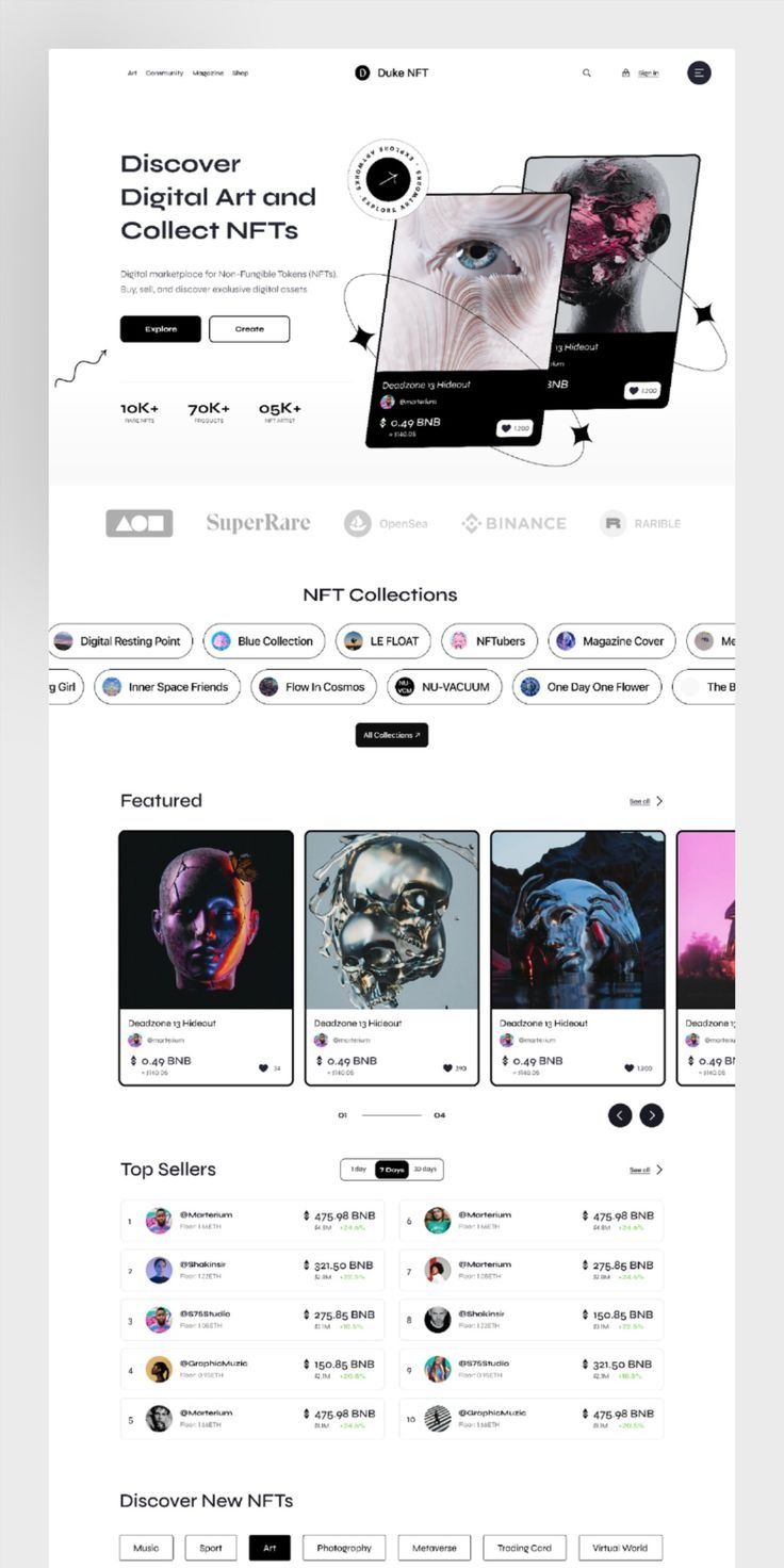 NFT Platform Interface  Landing Page