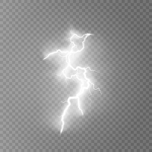 Lightning flash light thunder sparks on transparent  | Premium Vector