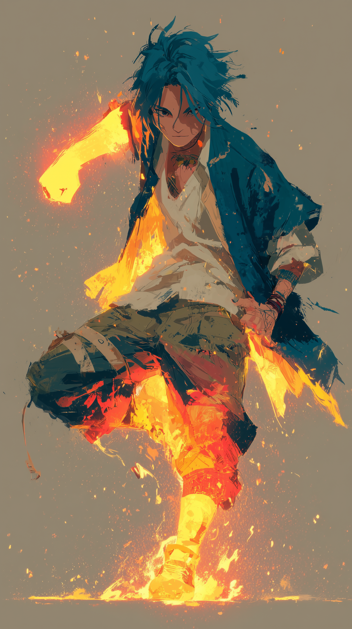 Free Download | Flaming Fist Anime 4K Phone Wallpaper