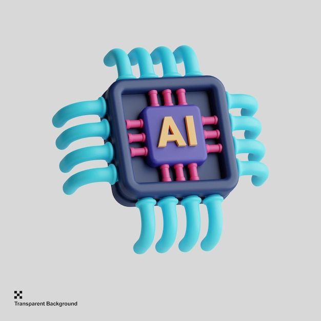 3d ai microchip icon | Premium PSD