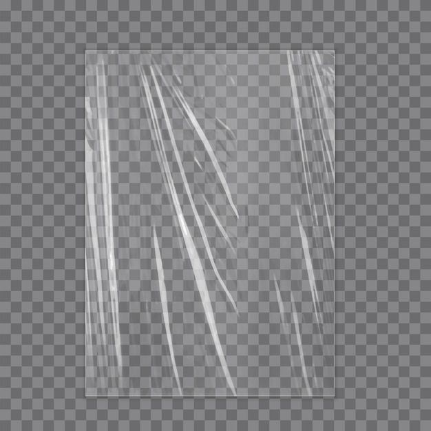 Realistic plastic wrap texture stretched polyethylene cover | Premium Vector