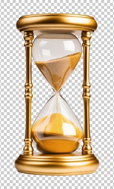 Vintage golden hourglass sand dial isolated on transparent background | Premium AI-generated PSD