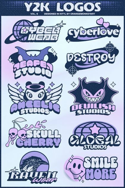 font for tattoos | Y2K Streetwear Logos – Vol. 5 Logo Design Template � Customize it in Kittl