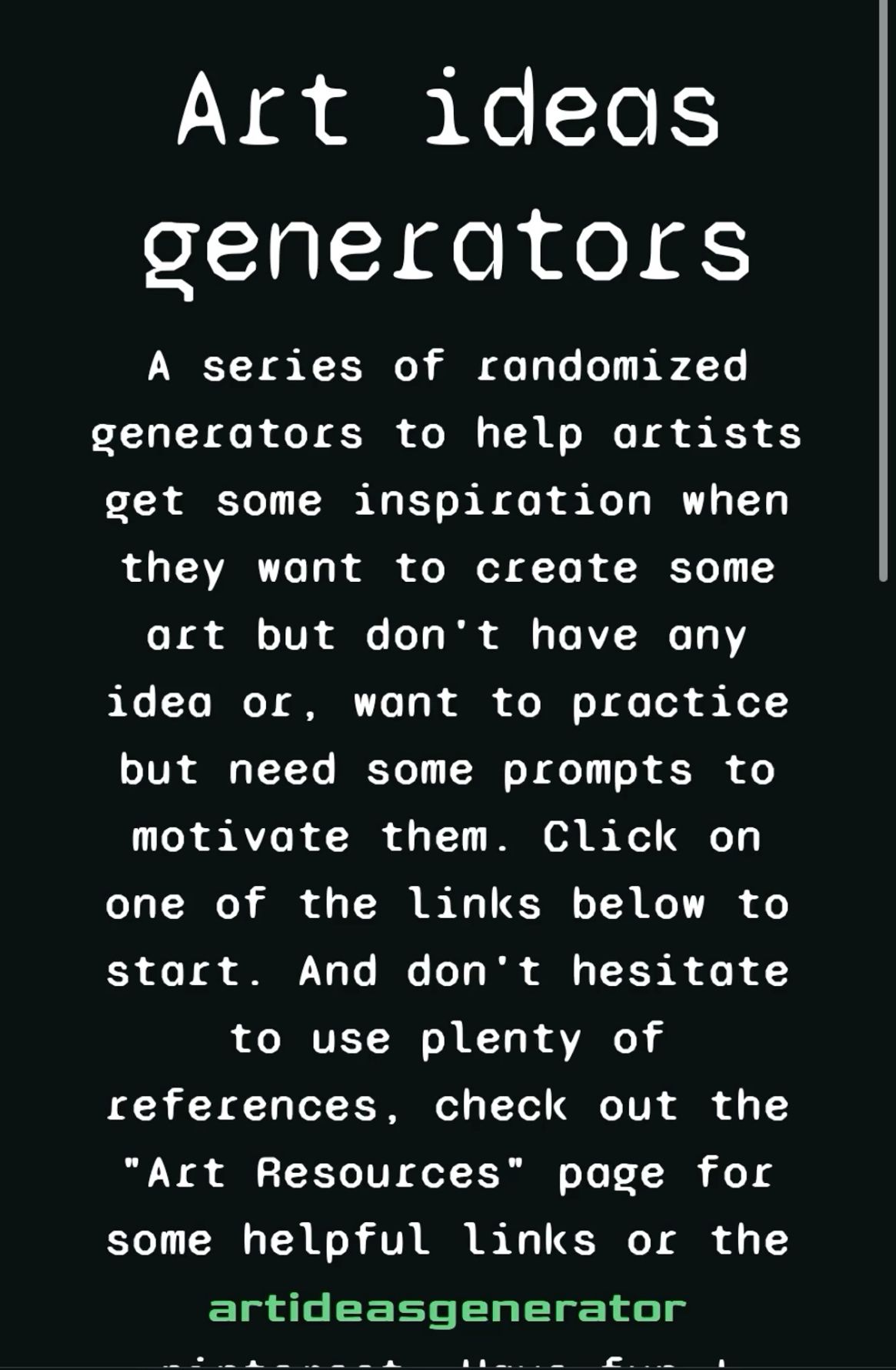 Super cool art idea generator