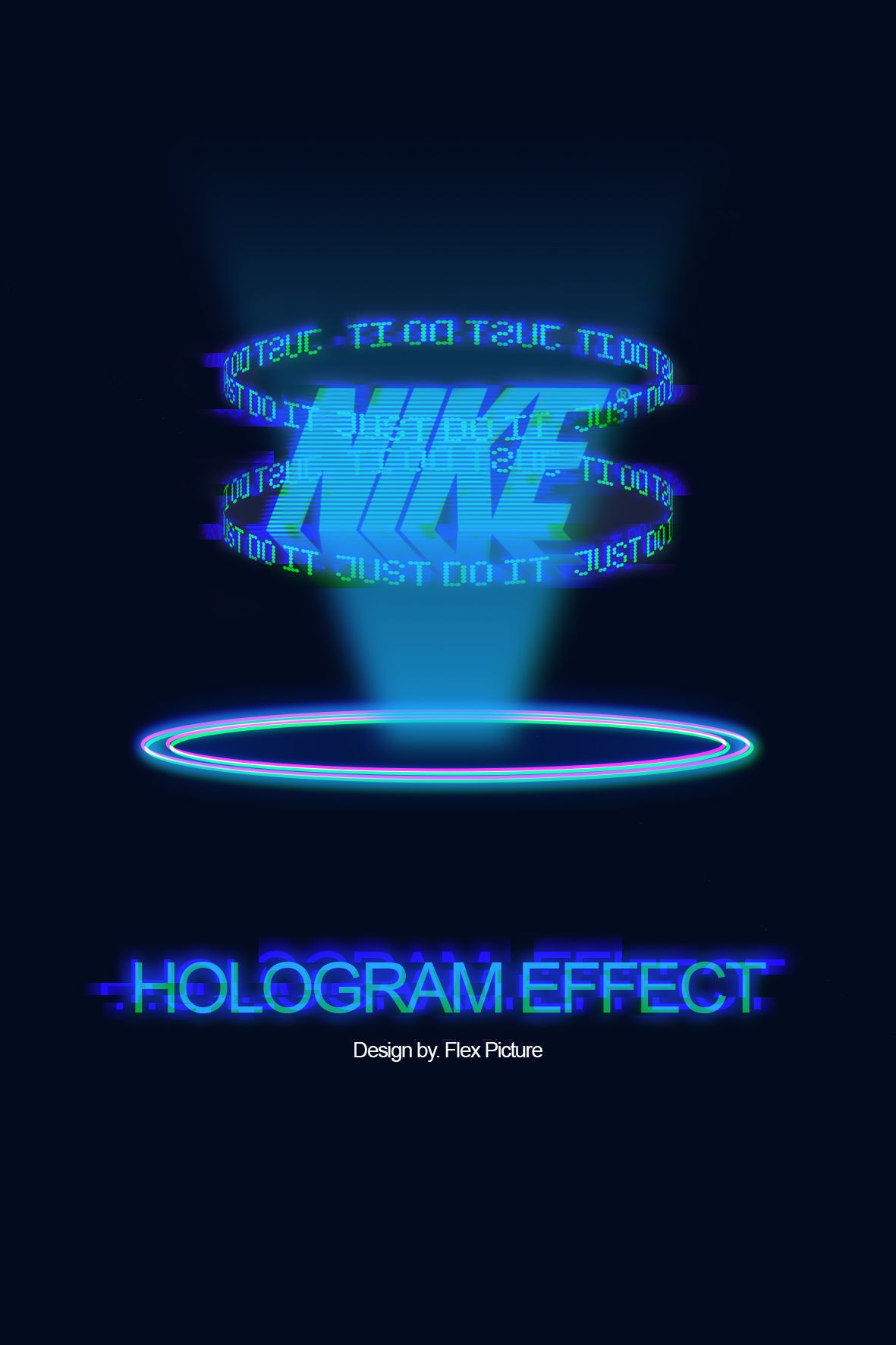 Sci-Fi/Futuristic Poster “NIKE” Hologram Effect
