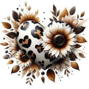 Leopard Heart Sunflower Design: Sublimation PNG – Etsy