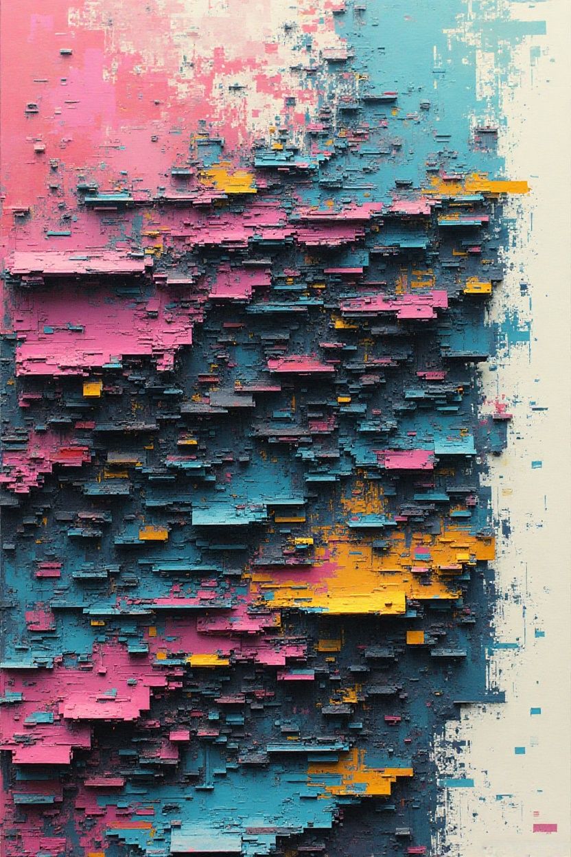 Glitch Art Abstract Print | Digital Texture Art for Tech Office & Modern Home