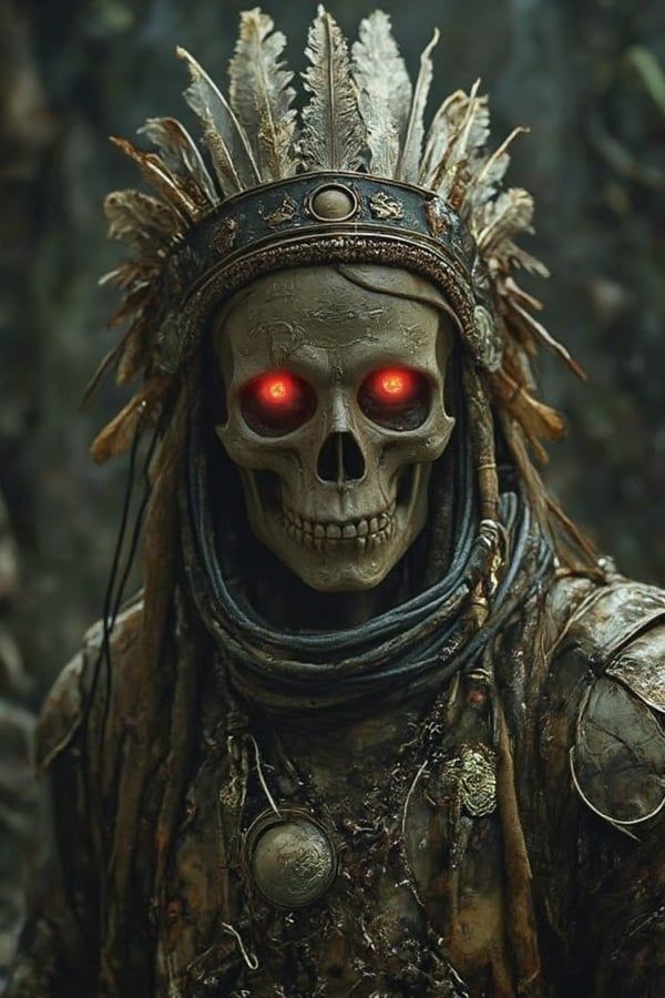 a skeletal figure with glowing | image created by SALJU