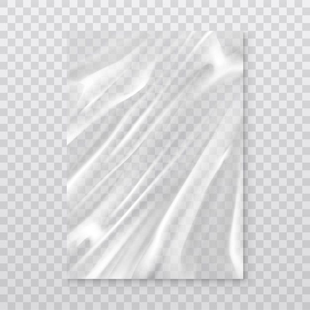 реалистичная векторная иконка Полиэтиленовая пленка на прозрачном фонеПрозрачная пластиковая пленка | Бесплатный вектор