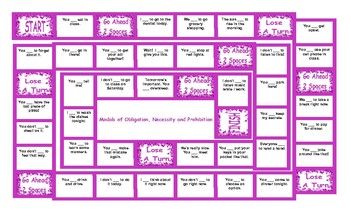 Modals of Obligation, Necessity and Prohibition Legal Size Text Board Game