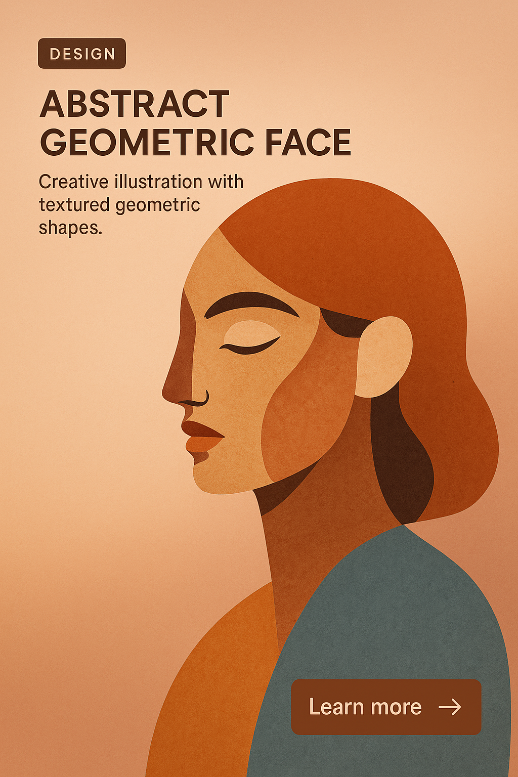 Abstract Geometric Face Illustration in Warm Tones