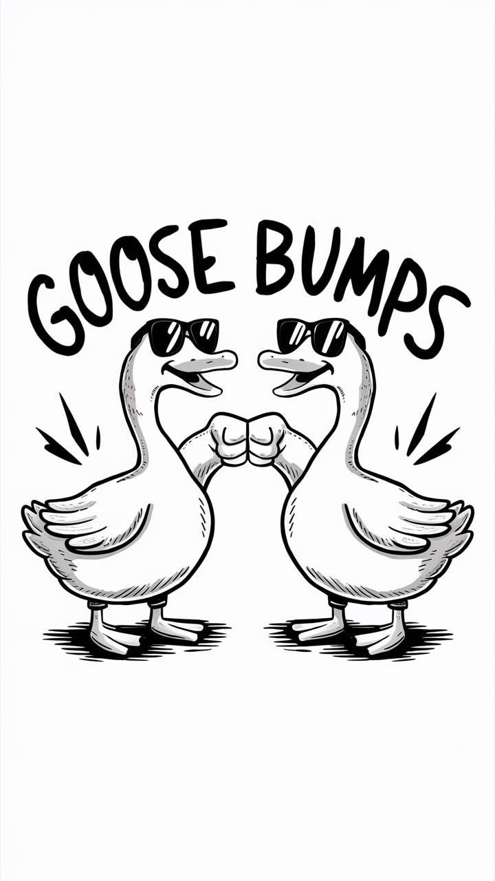 La chair de poule PNG, la chair de poule en téléchargement numérique, Cool Goose avec des nuances, Funny Goose png, la chair de poule Clipart, noir et blanc d’oie png