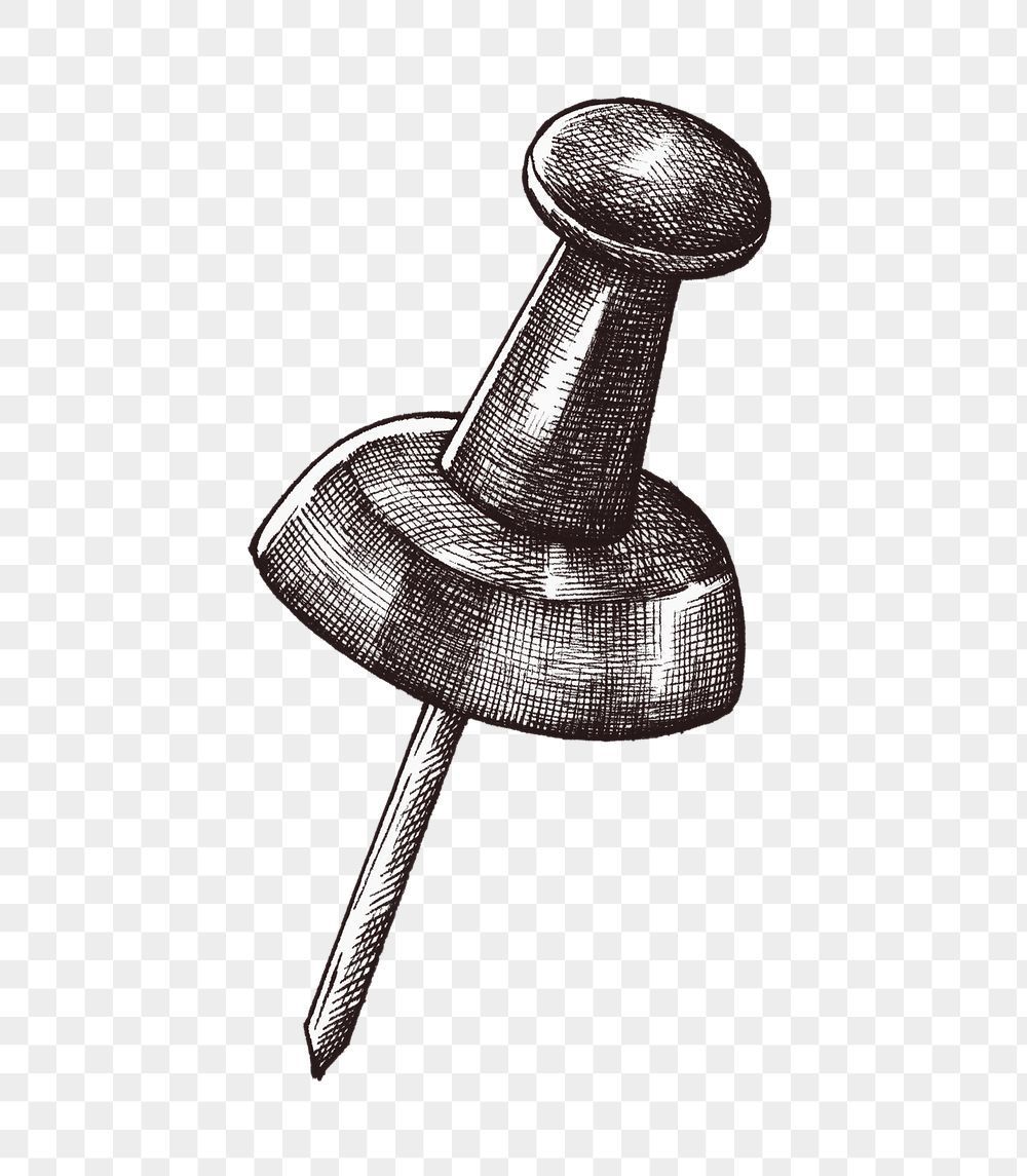 Elegant Ink Drawing of a Chess Piece with Vintage Thumbtack – Transparent PNG Download