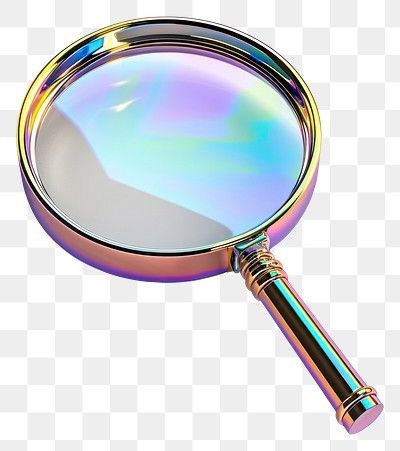 Download free png of PNG  Magnifying glass icon iridescent white background