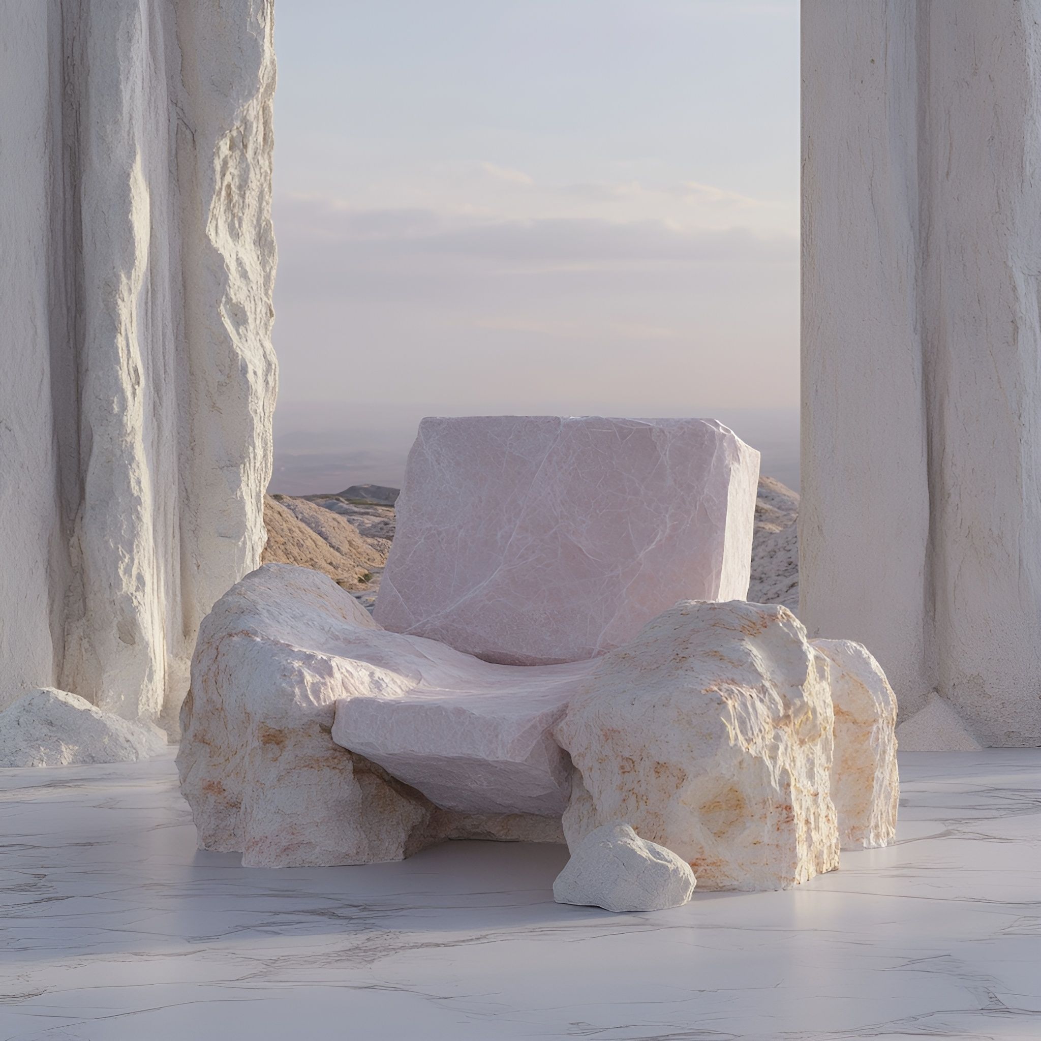 stone chair in landscape