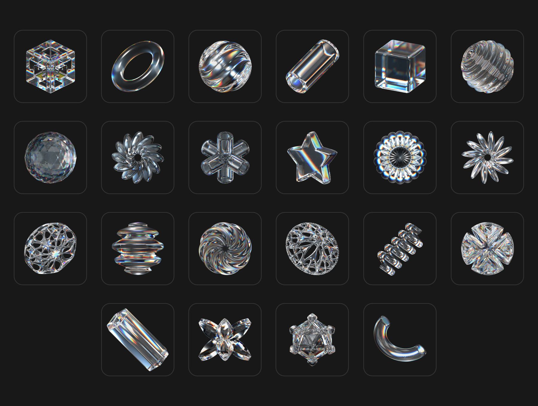 Abstract Glass 3D Icon Pack