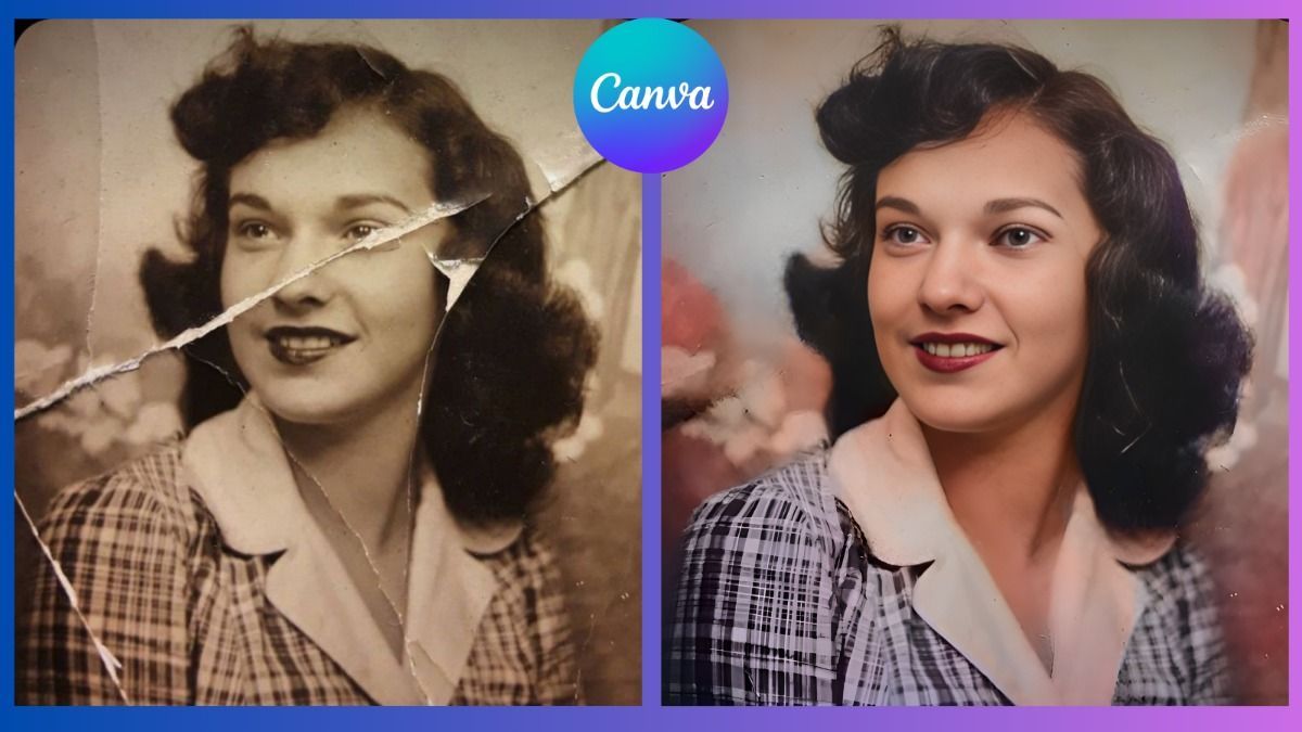 Restore old photos using Canva | ai image | Upscale image