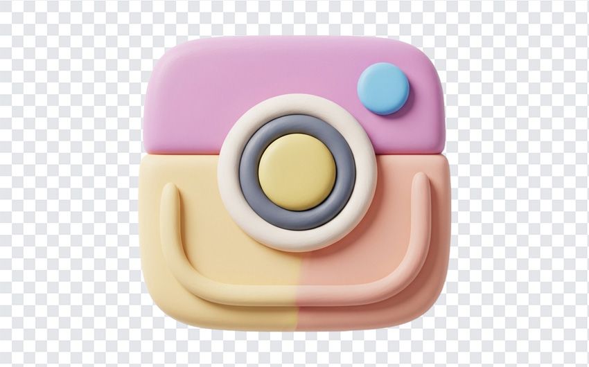 Clay Style Instagram Icon PNG