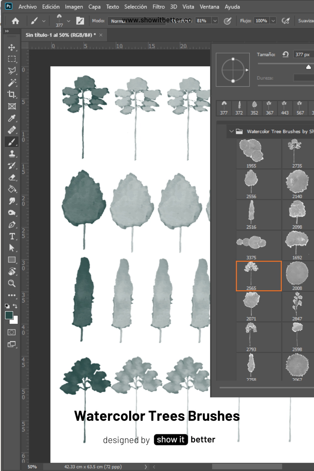 tree brush photoshop free download | Watercolor Trees Brushes