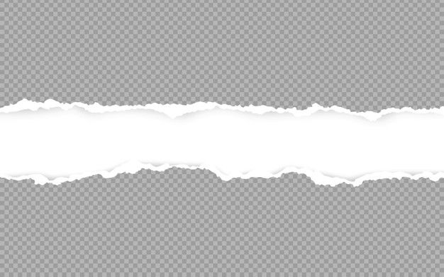 Horizontal torn paper edge. ripped squared horizontal white paper strips. | Premium Vector