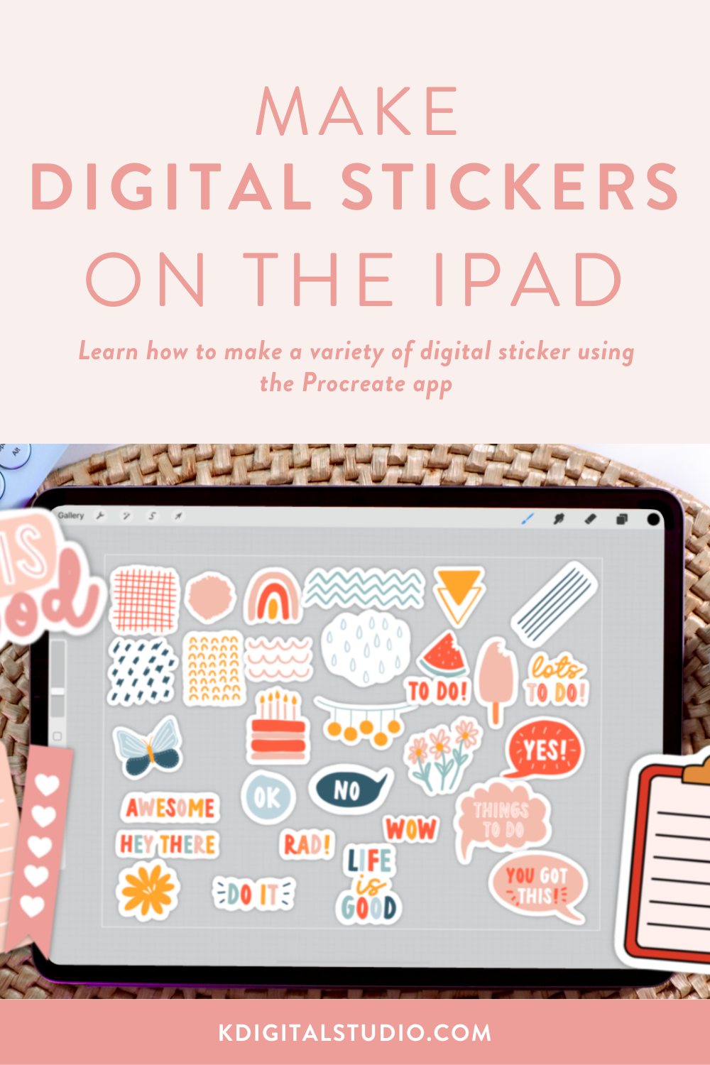 How to Make Digital Stickers on the iPad | My Process for Creating in Procreate + FREE Stickers!