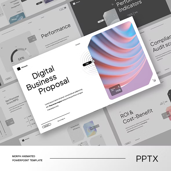 Mintech – Interactive Morph Animated Digital Business Presentation Powerpoint template