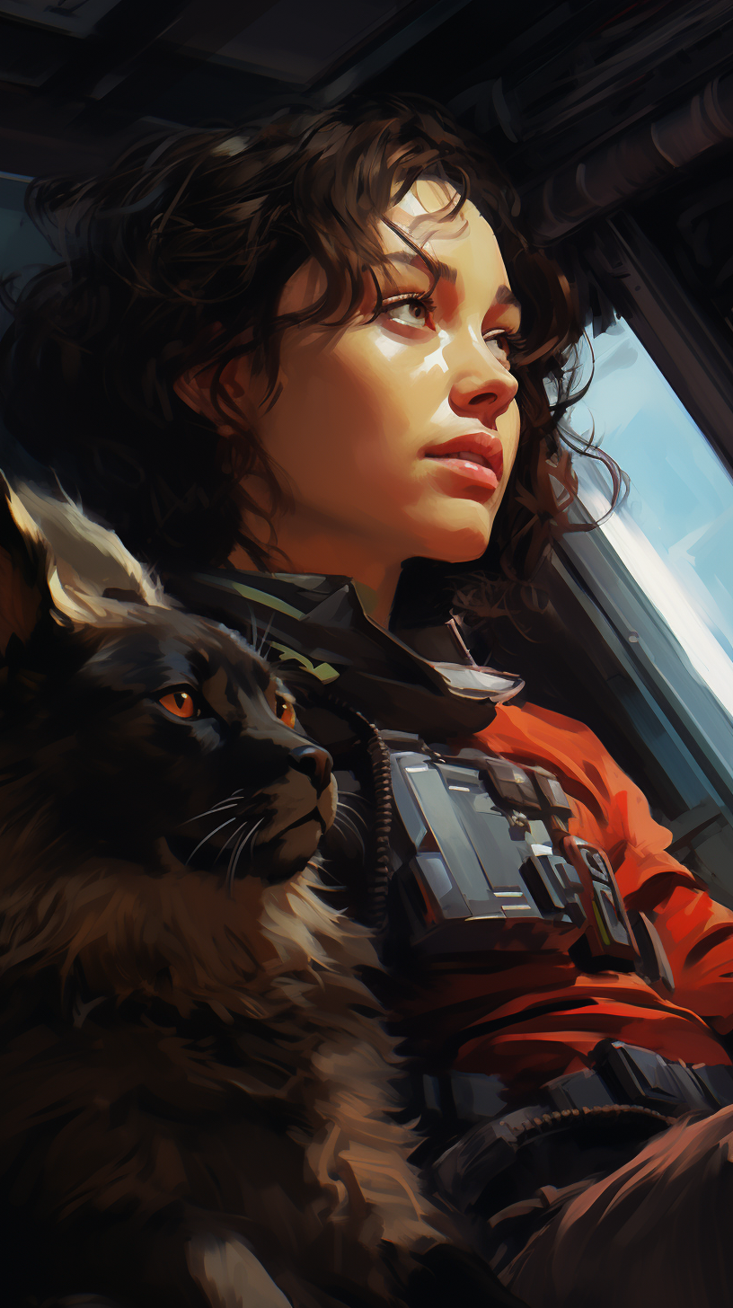 a woman sitting in a car with a cat on her lap