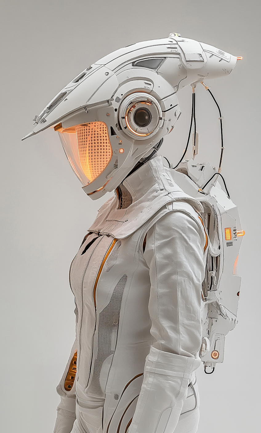 Sci-fi woman character with helmet headgear