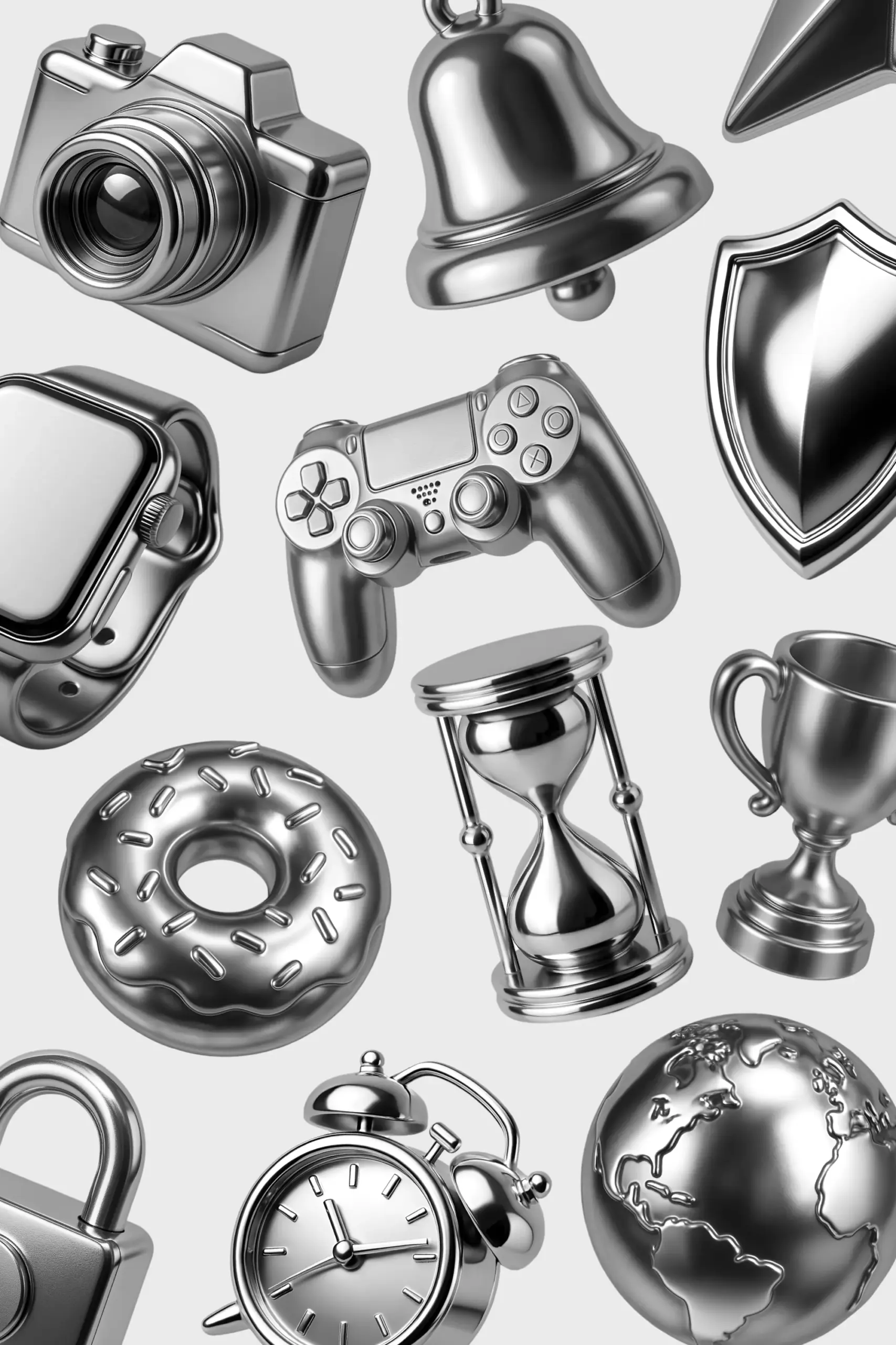 3D icons in chrome style