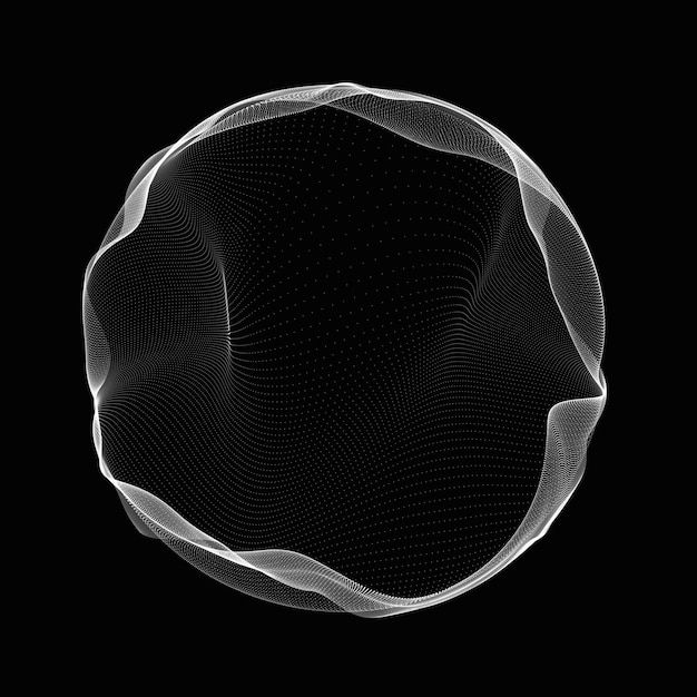 Spherical equalizer for music round sound wave of particles musical abstract black background 3d rendering | Premium Photo